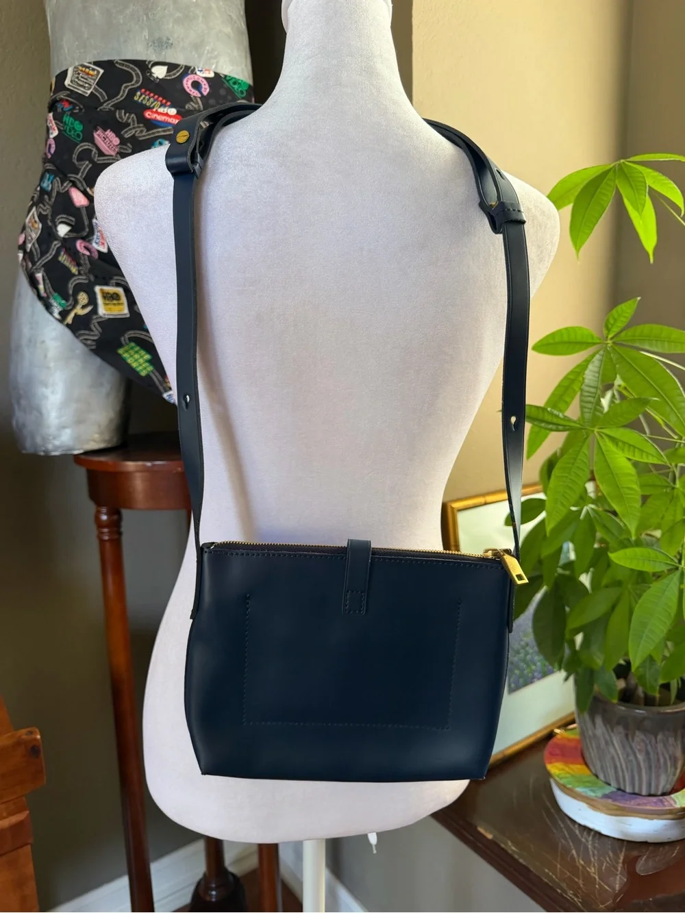 NWT J.Crew Parker Small Smooth Leather Crossbody Bag Navy Blue
